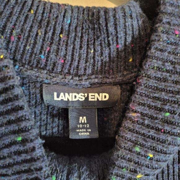 Lands' End Women's Blue Quarter Zip Mock Neck Sweater Sz M - Picture 2 of 9